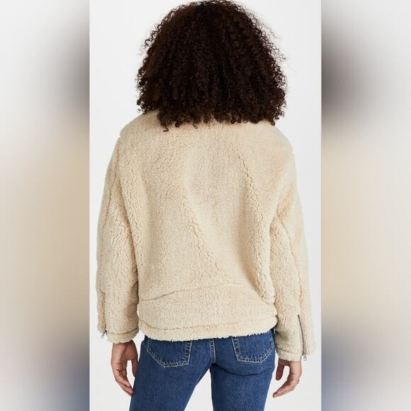 Free People So Cozy Slouchy cream sherpa moto jacket size small - Picture 4 of 11